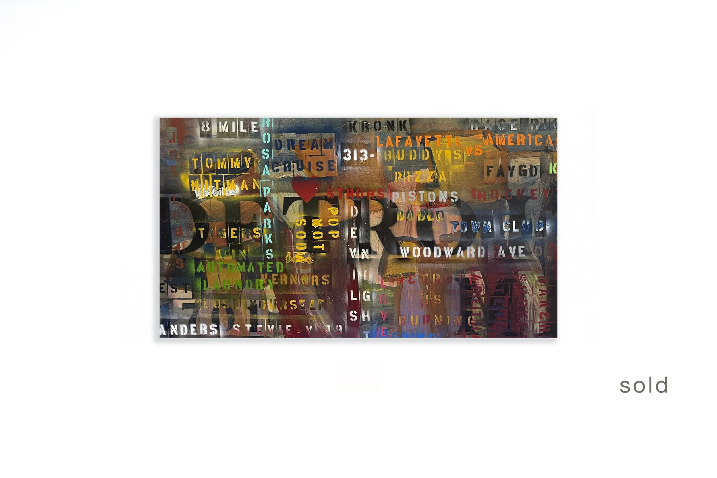 OD: Original Detroit | Acrylic & Spray Paint On Canvas With Gloss Enamel Coating | 48W x 24H x 1D | Sold