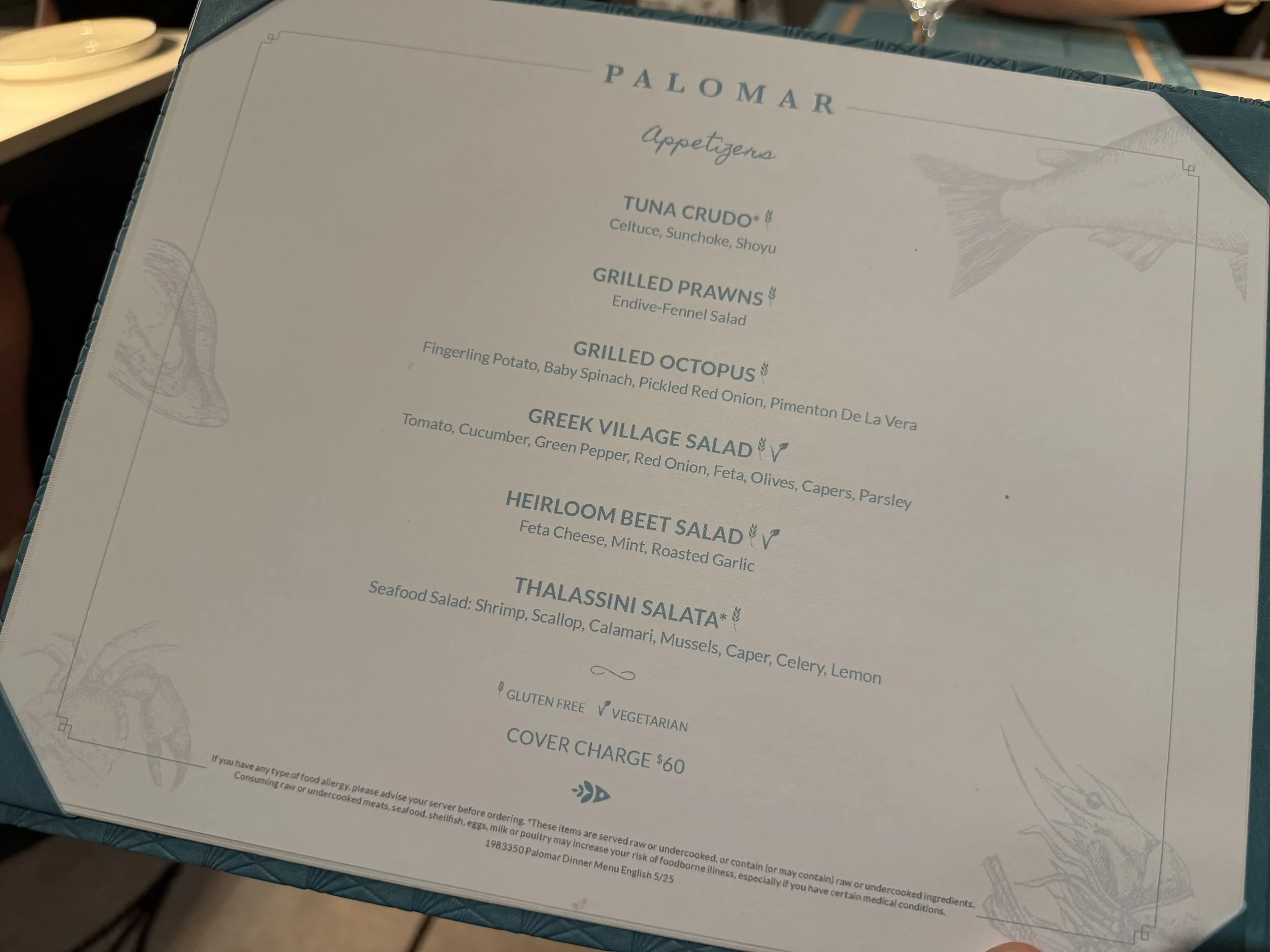 The Menu at Palomar onboard Norwegian Luna, © Fraser at Sea