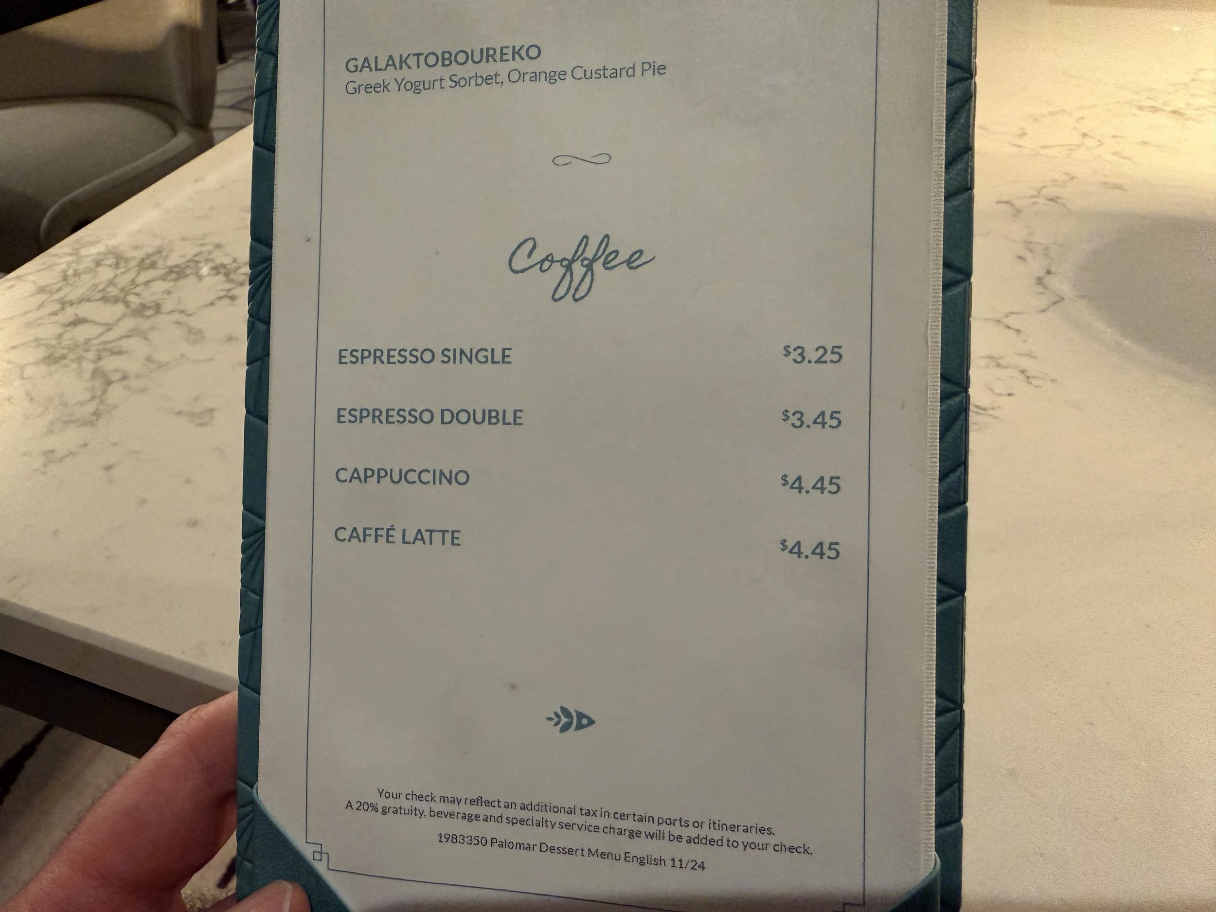 The Dessert Menu (2 of 2) at Palomar onboard Norwegian Luna, © Fraser at Sea