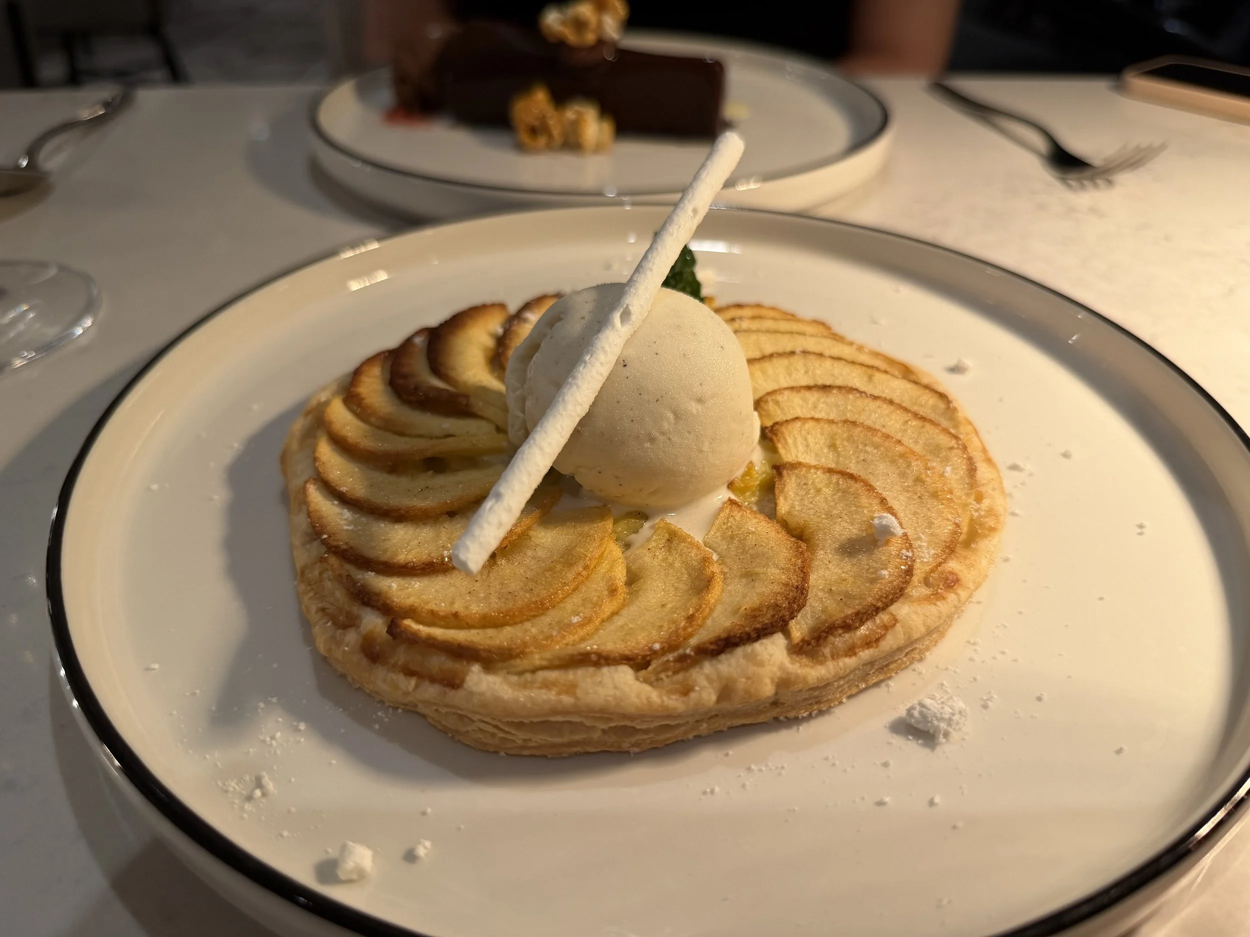 French Apple Tart A La Mode, served at Palomar onboard Norwegian Luna, © Fraser at Sea