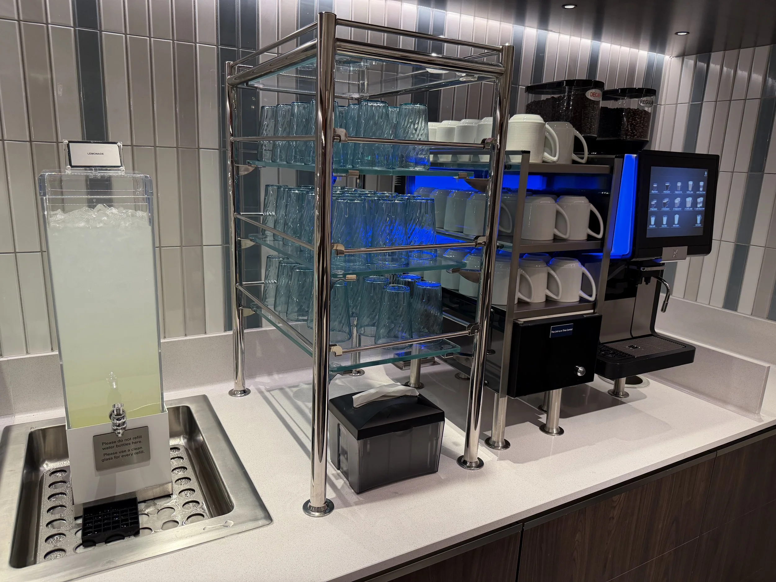 Refreshments within the Studio Lounge onboard NCL Luna