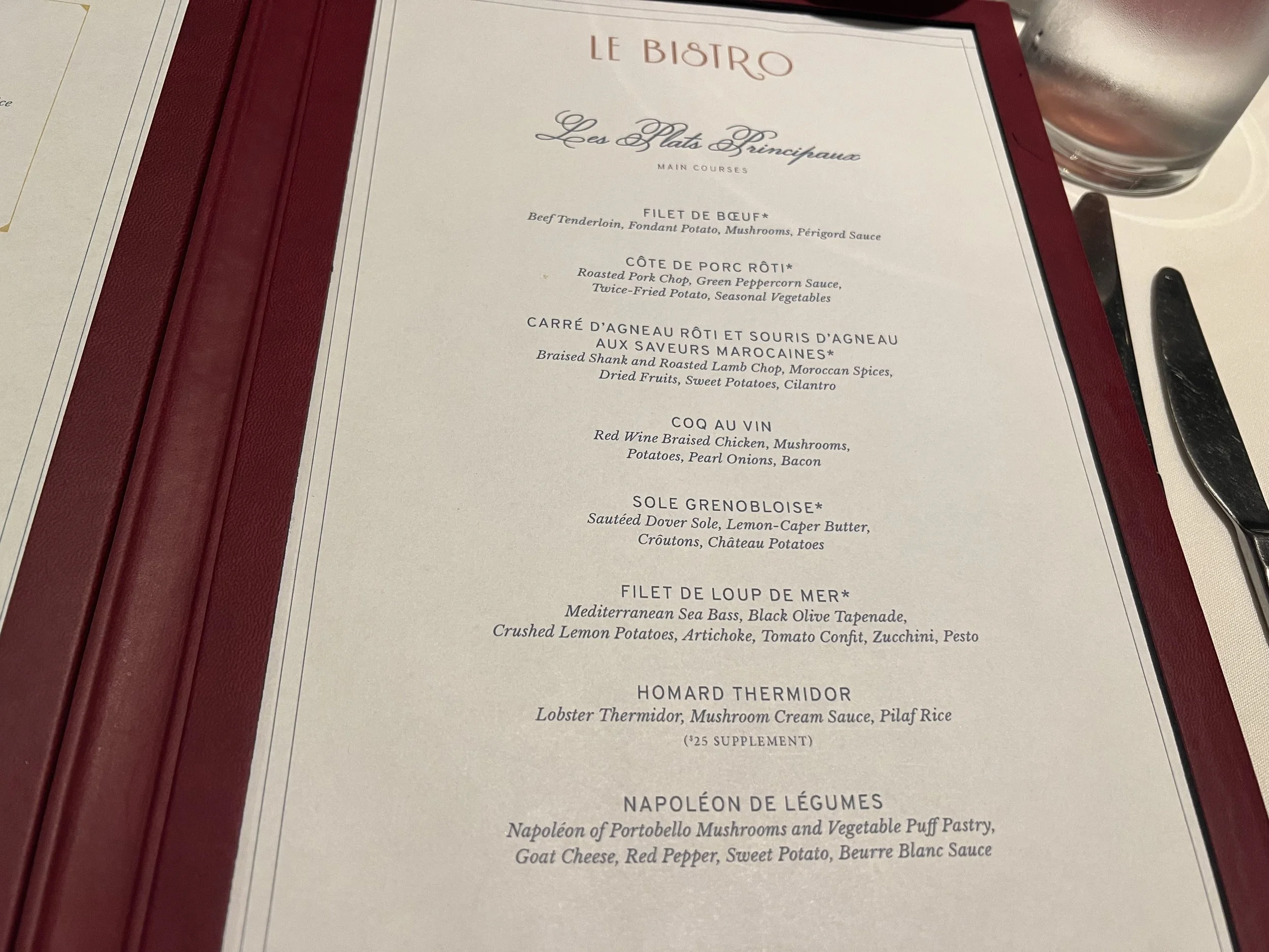 Le Bistro Menu (3 of 3) onboard Norwegian Escape, © Fraser at Sea