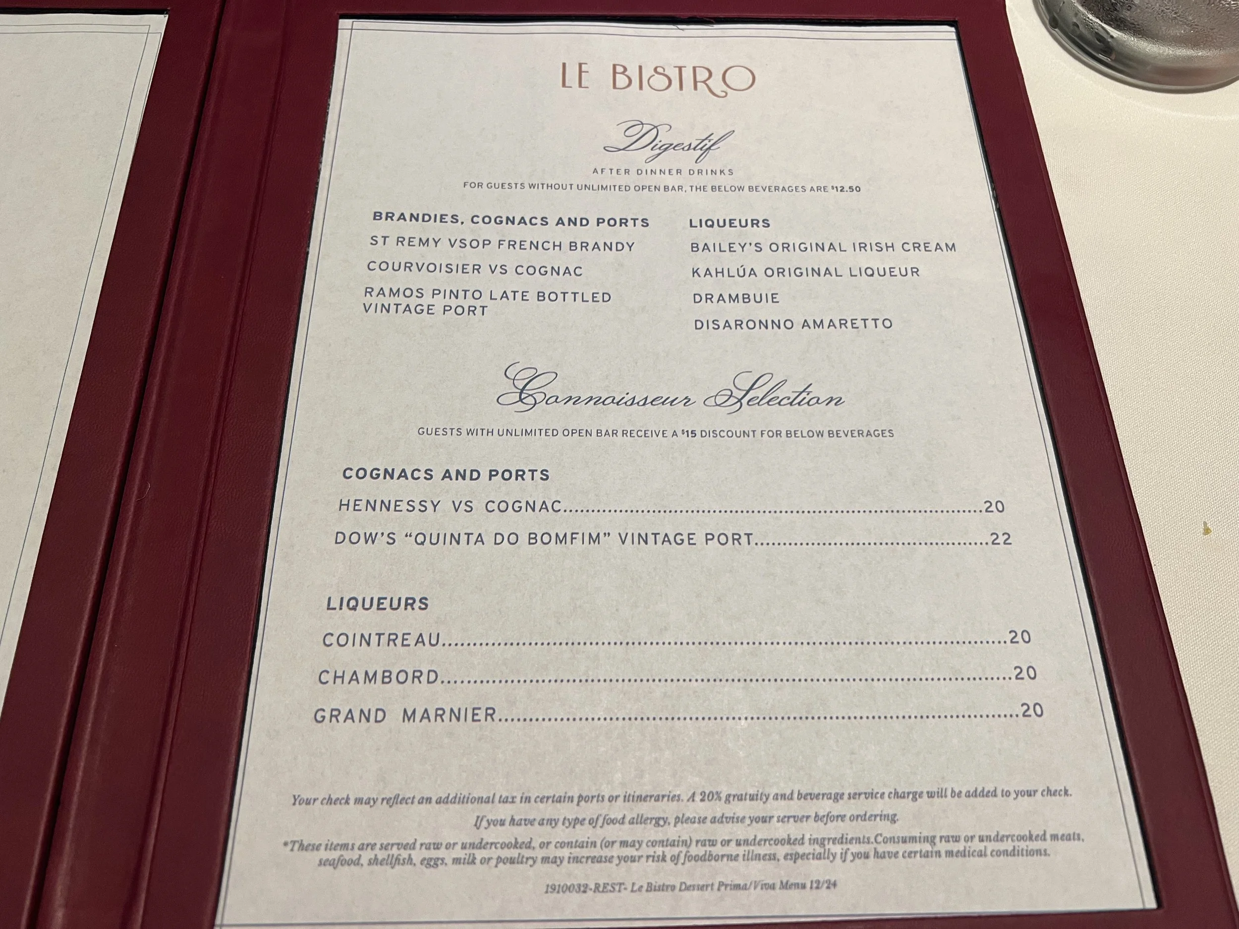 Le Bistro Dessert Menu (2 of 2) onboard Norwegian Escape, © Fraser at Sea