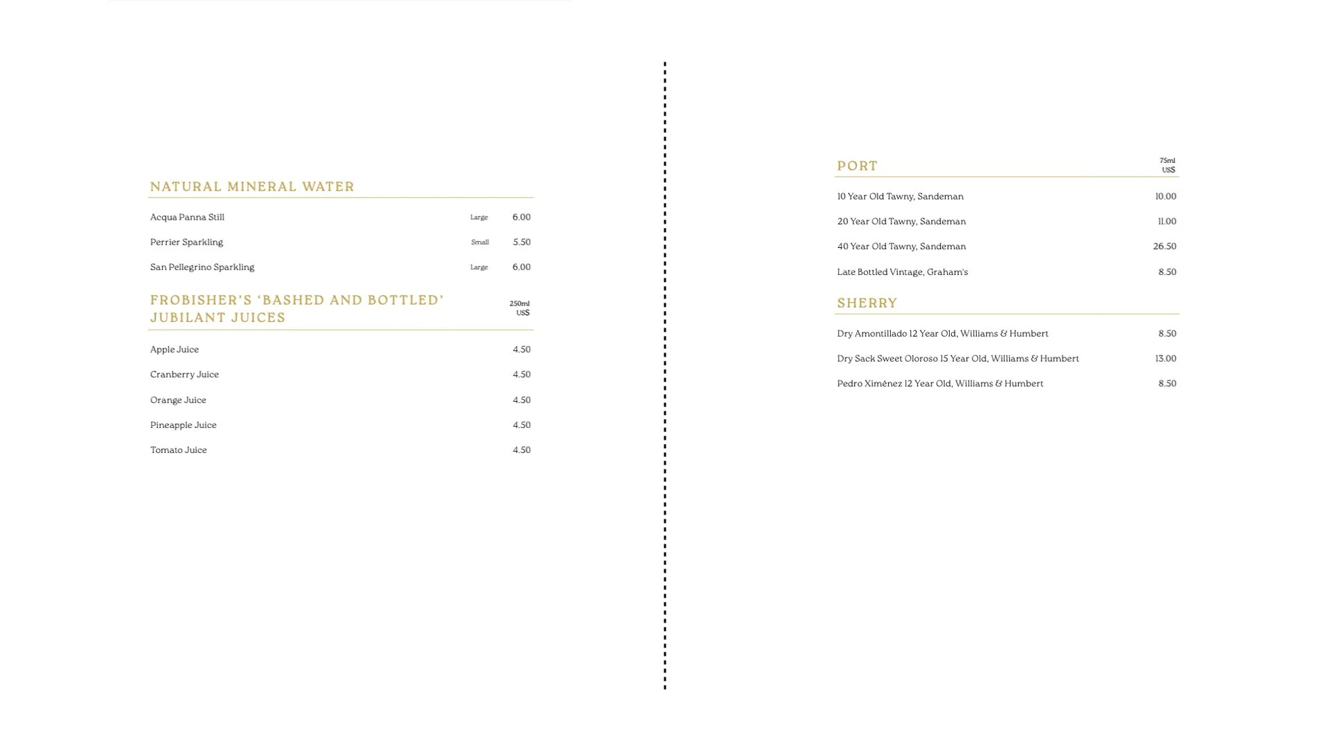 Aranya's Drinks Menu (3 of 4) onboard Cunard's Queen Anne, © Fraser at Sea