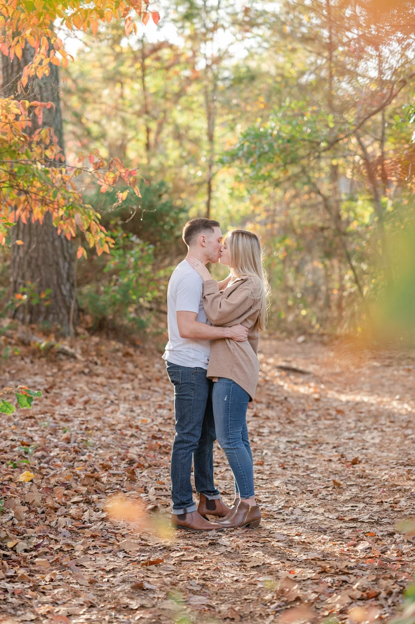 Fletcher Park Raleigh Fall Engagement Photos in Raleigh NC at Fred Fletcher Park