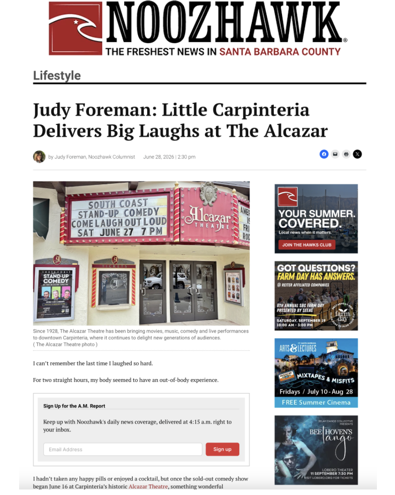 Judy Foreman: Little Carpinteria Delivers Big Laughs at The Alcazar