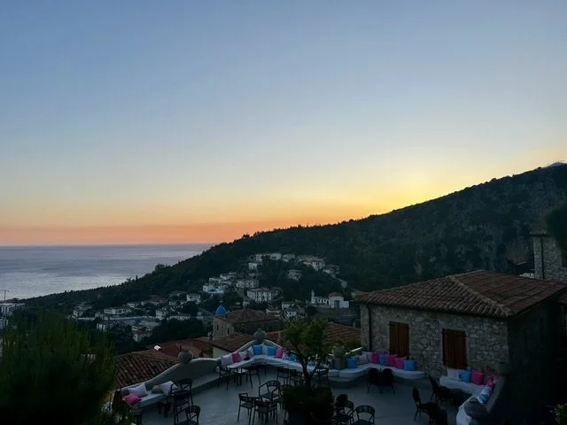 Sunset over the Ionian Sea from Zoe Hora in Dhermi