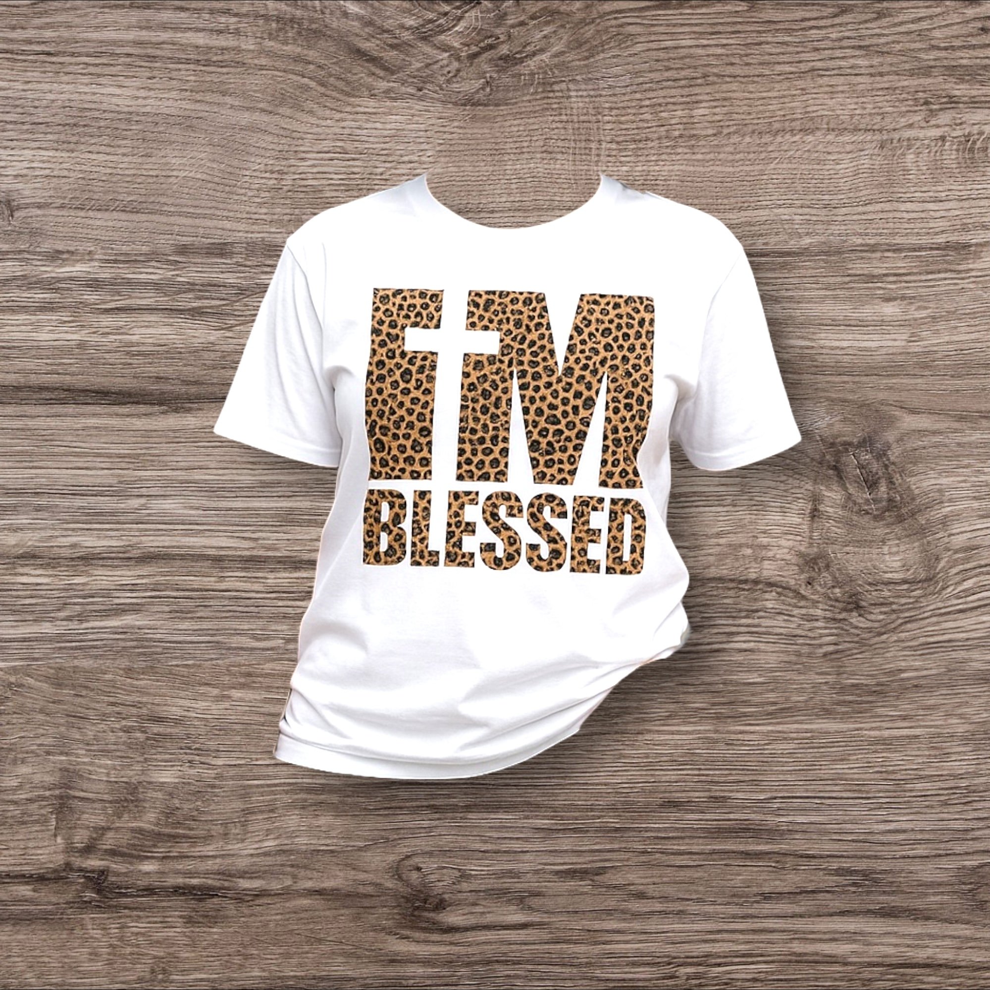 "I'm Blessed" - Cheetah Print on White