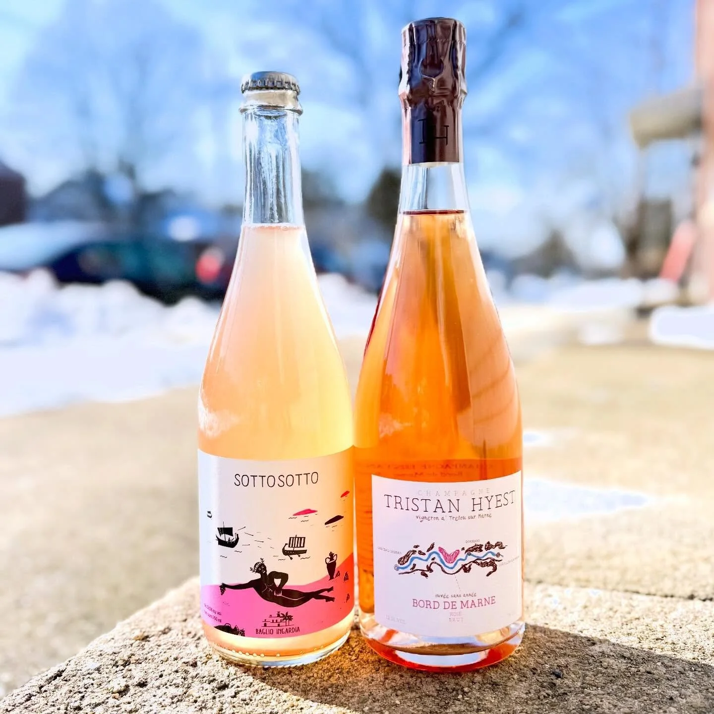 The perfect Valentine&rsquo;s Day treat! Ros&eacute; bubbles! 
Baglio Ingardia Sottosotto Petnat- the Sicilian kiss!
Tristan Hyest Rose Champagne - L&rsquo;amour!

Ti amo, Je t&rsquo;aime, I love you. 

Happy Valentine&rsquo;s Day!