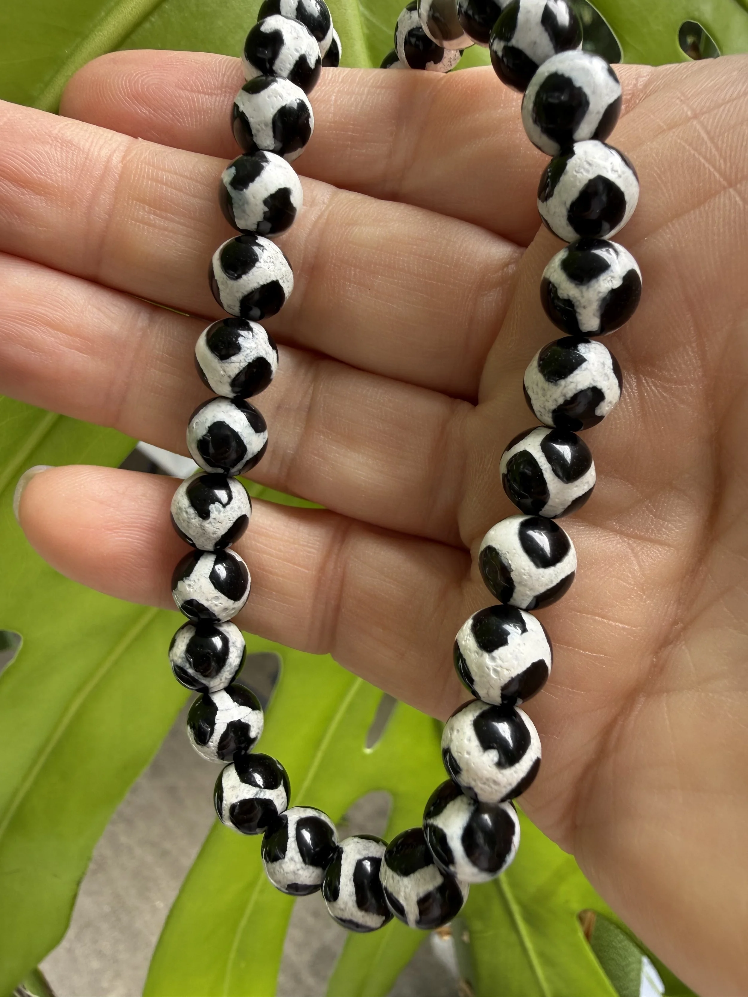 Autumn Toned 8mm Bead Bracelet - Spotted Agate