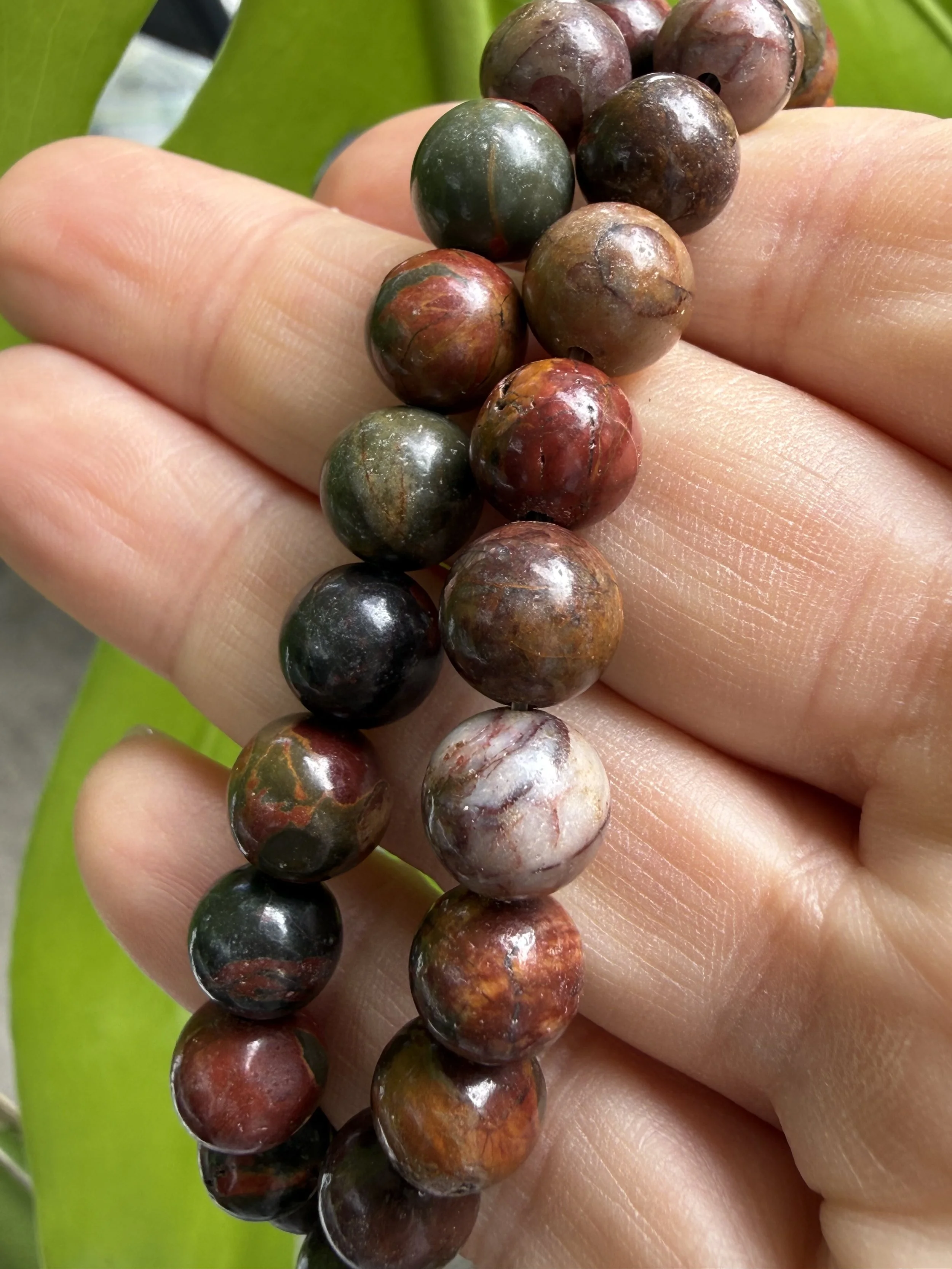 Autumn Toned 8mm Bead Bracelet - Picasso Jasper