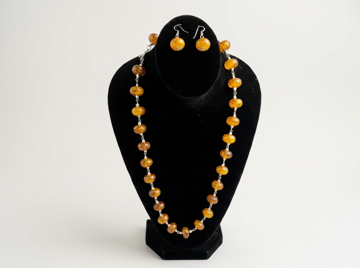 Amber Necklace and Earrings