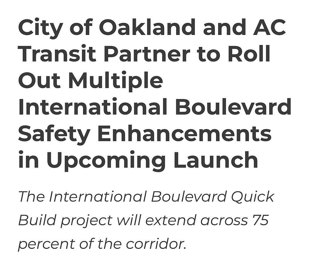 Repost from @mayorshengthao
&bull;
Today, the City of Oakland alongside our partners at AC Transit announced a quick-fix program for International Boulevard that includes a speed cushion pilot. This project will enhance safety along the corridor for 