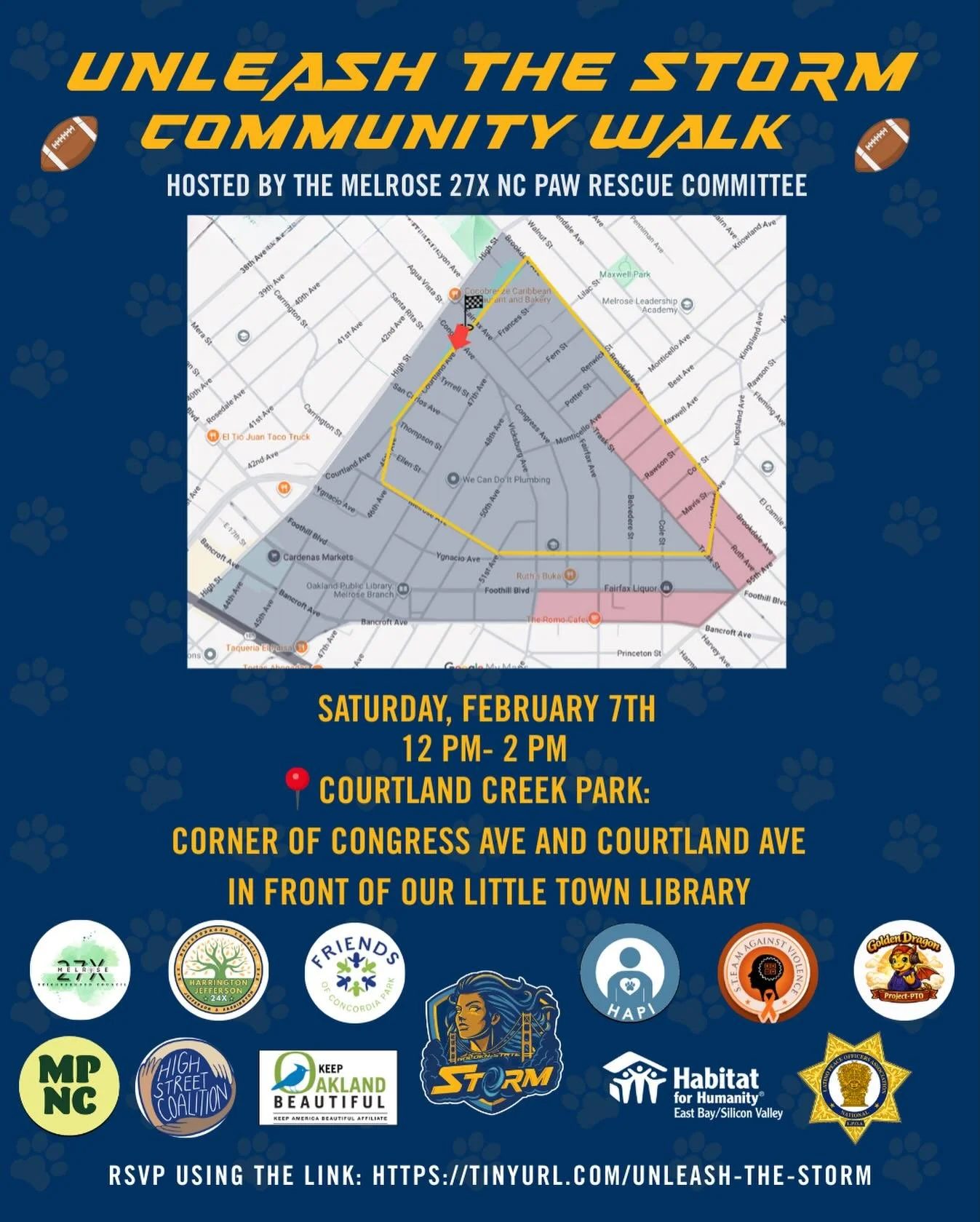 🚨 SAVE THE DATE: IT&rsquo;S KICKOFF TIME &mdash; FUR FUN STYLE! 🏈🐾

Come meet the Golden State Storm at the Unleash the Storm Community Walk in the Melrose neighborhood&mdash; a sports-themed Super Bowl Kickoff Weekend celebration bringing neighbo