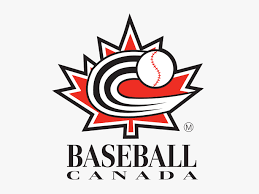 Logo of Baseball Canada featuring a stylized maple leaf, baseball, and a baseball bat.