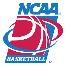 NCAA Basketball logo with a red basketball and blue text