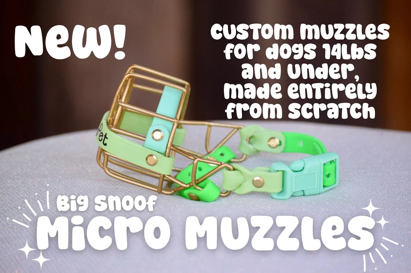 Introducing ✨Micro Muzzles✨ for the littlest Snoofs! Previously, we&rsquo;ve not been able to accommodate for dogs under about 15lbs, because the smallest muzzles from our basket manufacturer were still much too large, even when we custom modified th