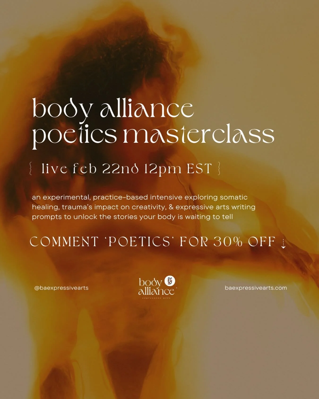 yeeee I&rsquo;m so excited for our 2nd edition of Body Alliance Poetics ☺️✨✍️ last month&rsquo;s masterclass was so special &amp; I have a good feeling about the next !

this will be an experimental somatic based expressive arts process with heaps of