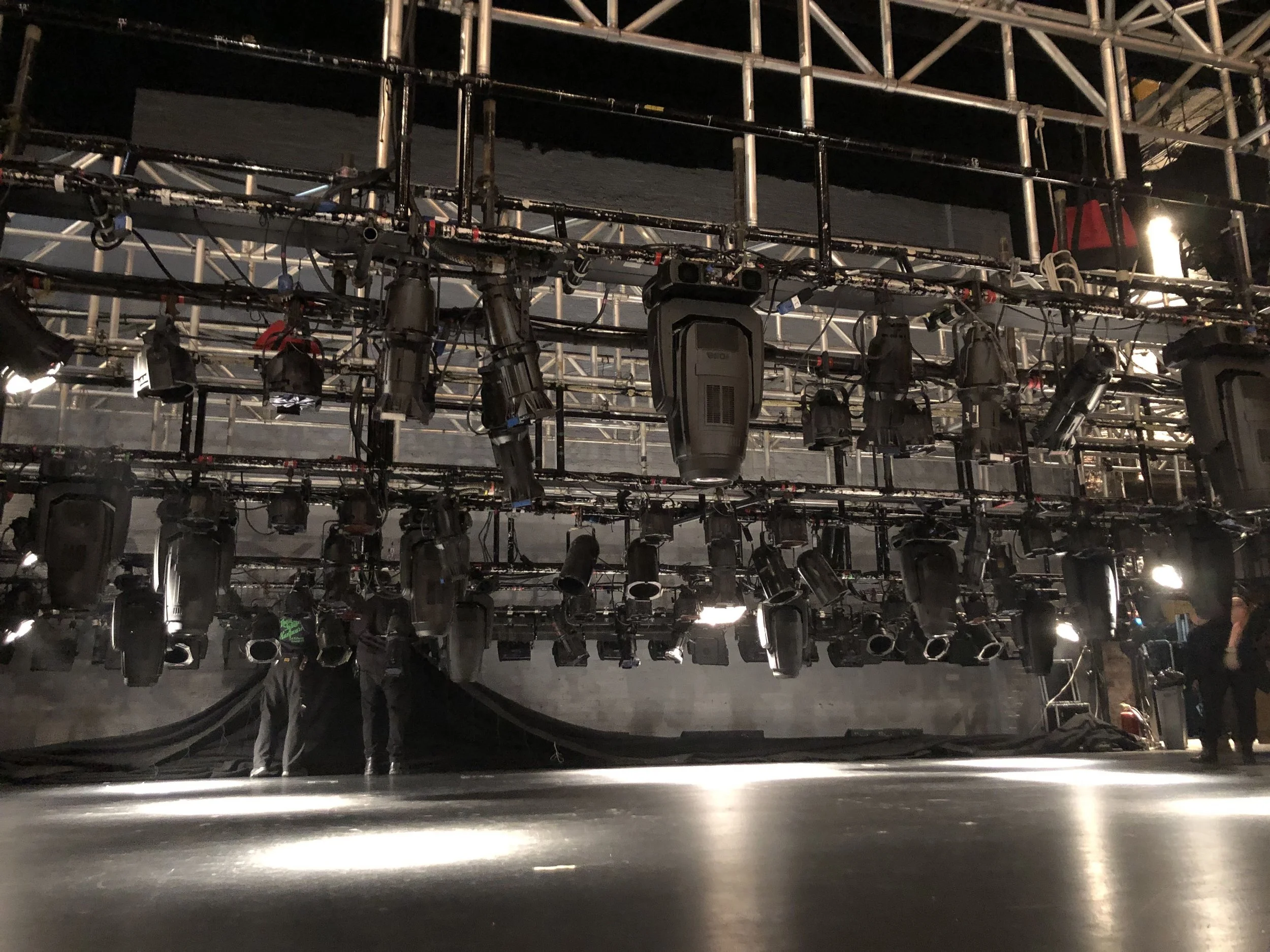 Electrics on truss at the Apollo Theatre