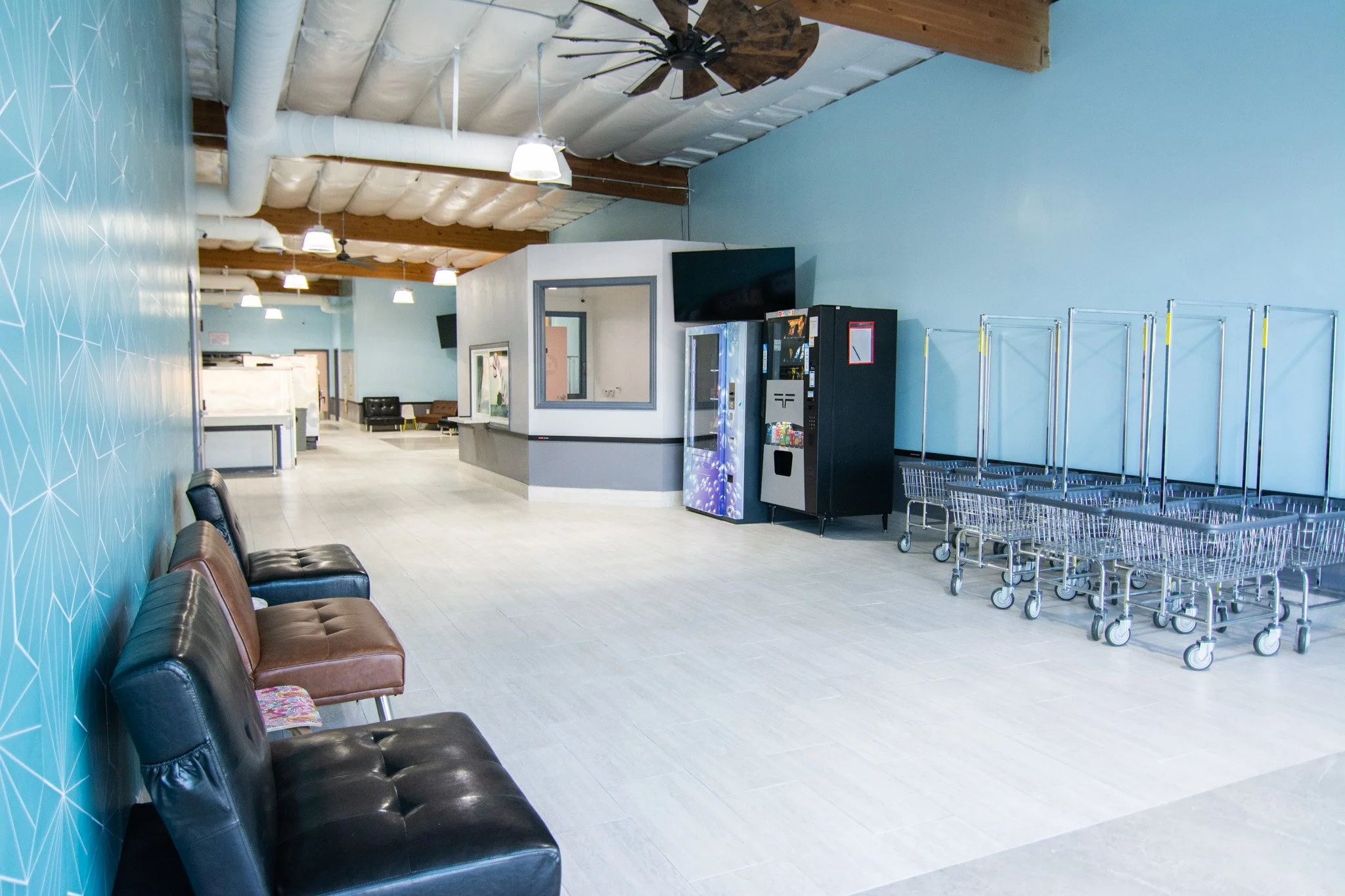 We also provide seating, a fleet of new laundry carts, and vending machines.
