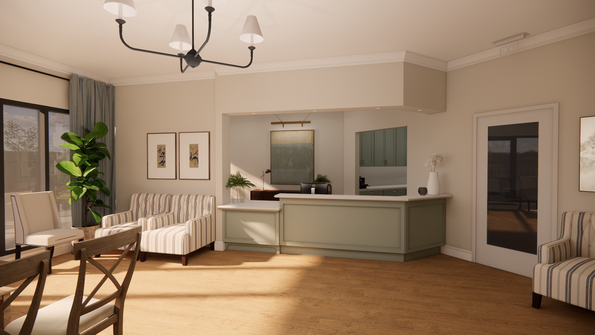 rendering dentist office lobby waiting reception