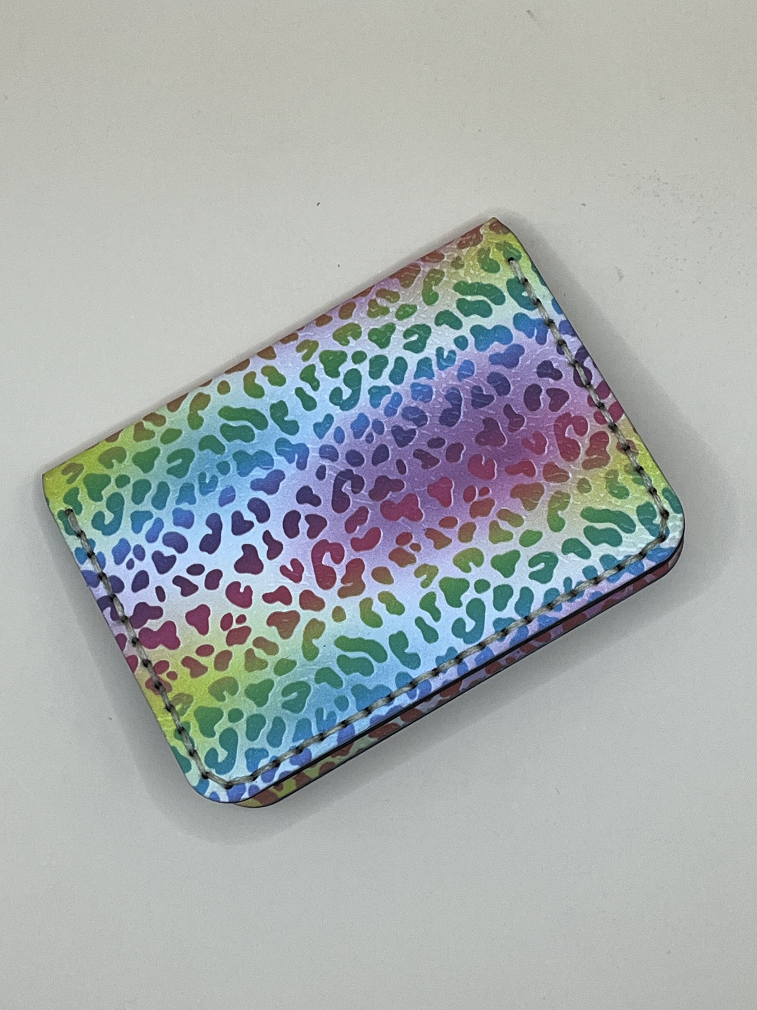 Rainbow Leopard Print Three Pocket Wallet