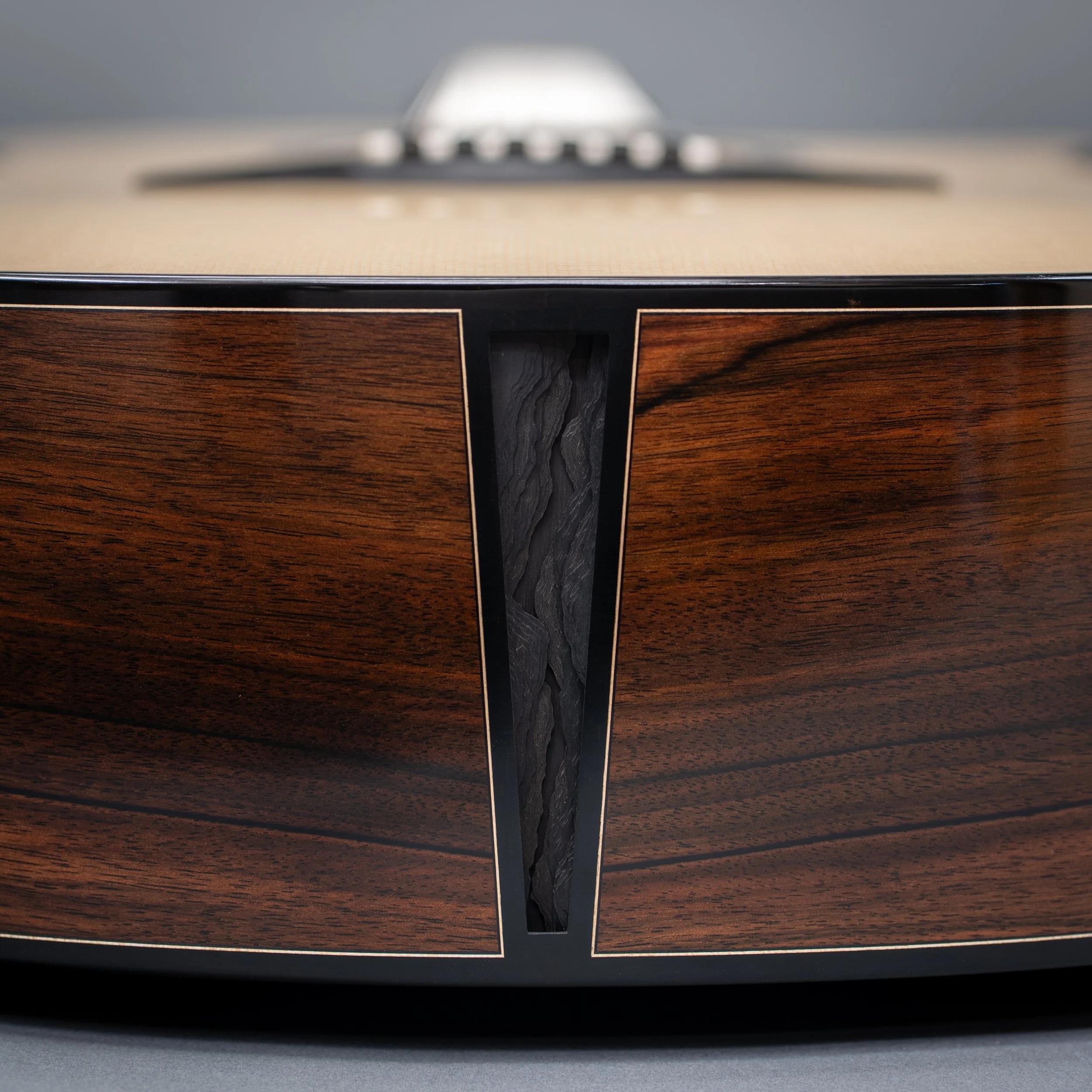 3d rock texture end graft guitar inlay. Silverman acoustic.