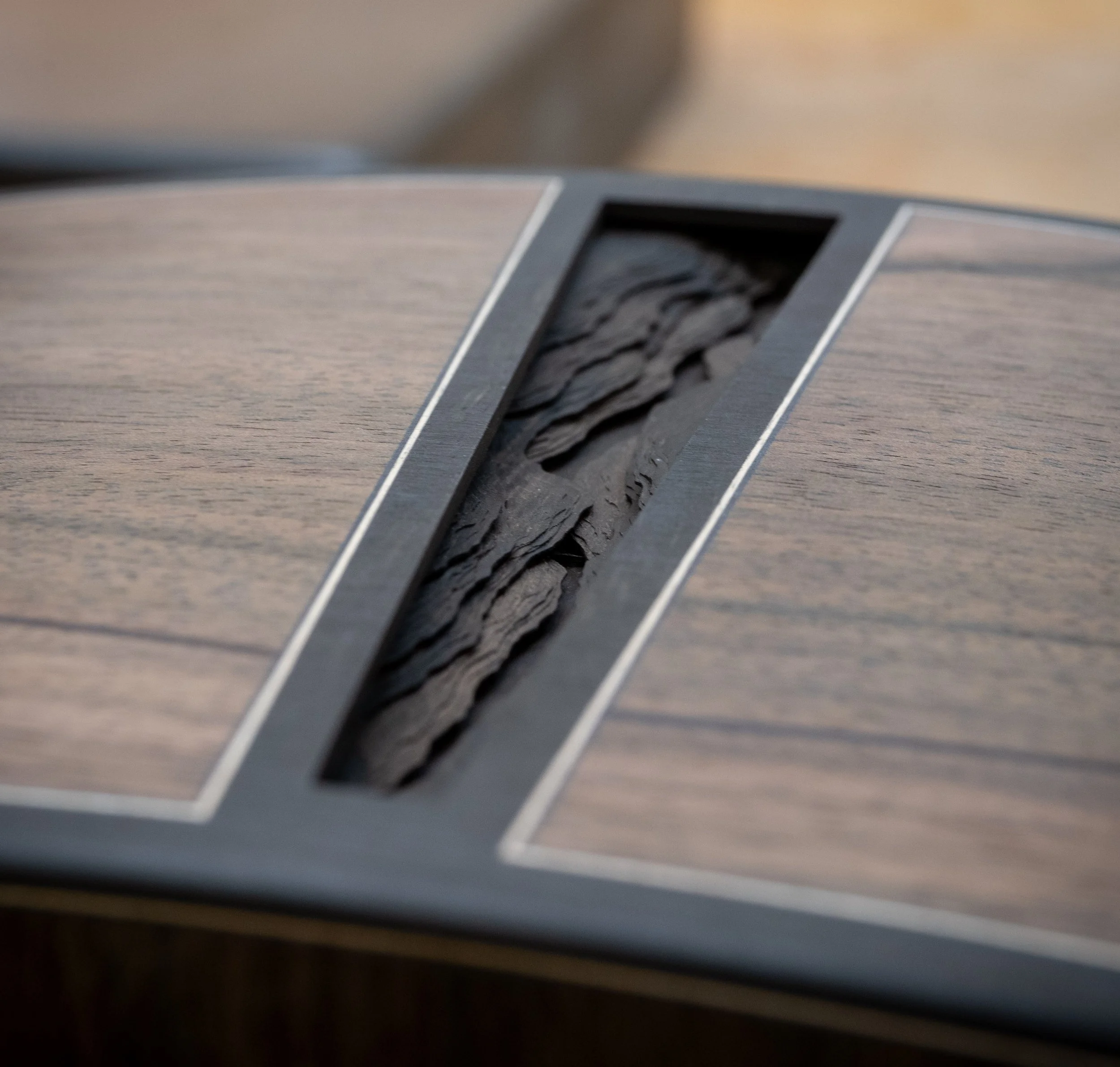 3D inlay, live edge. Ebony layers.