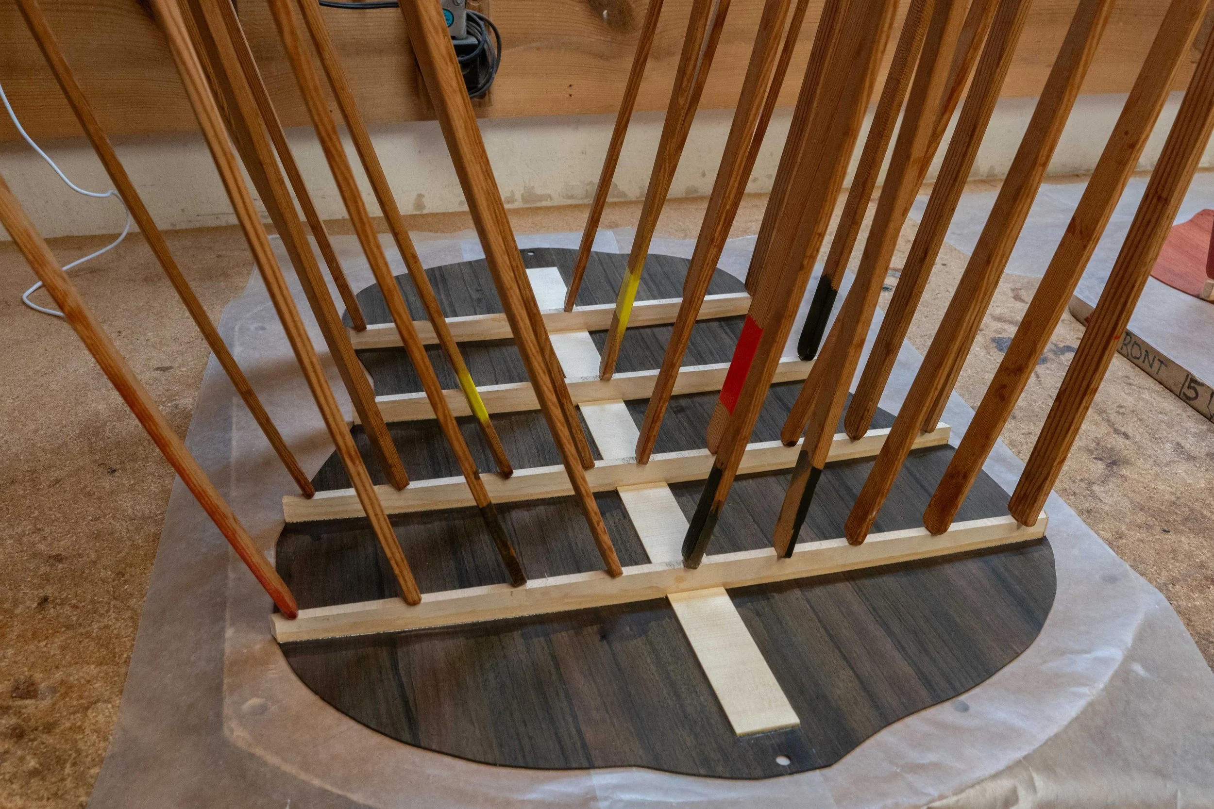 Then the back braces are glued in. 