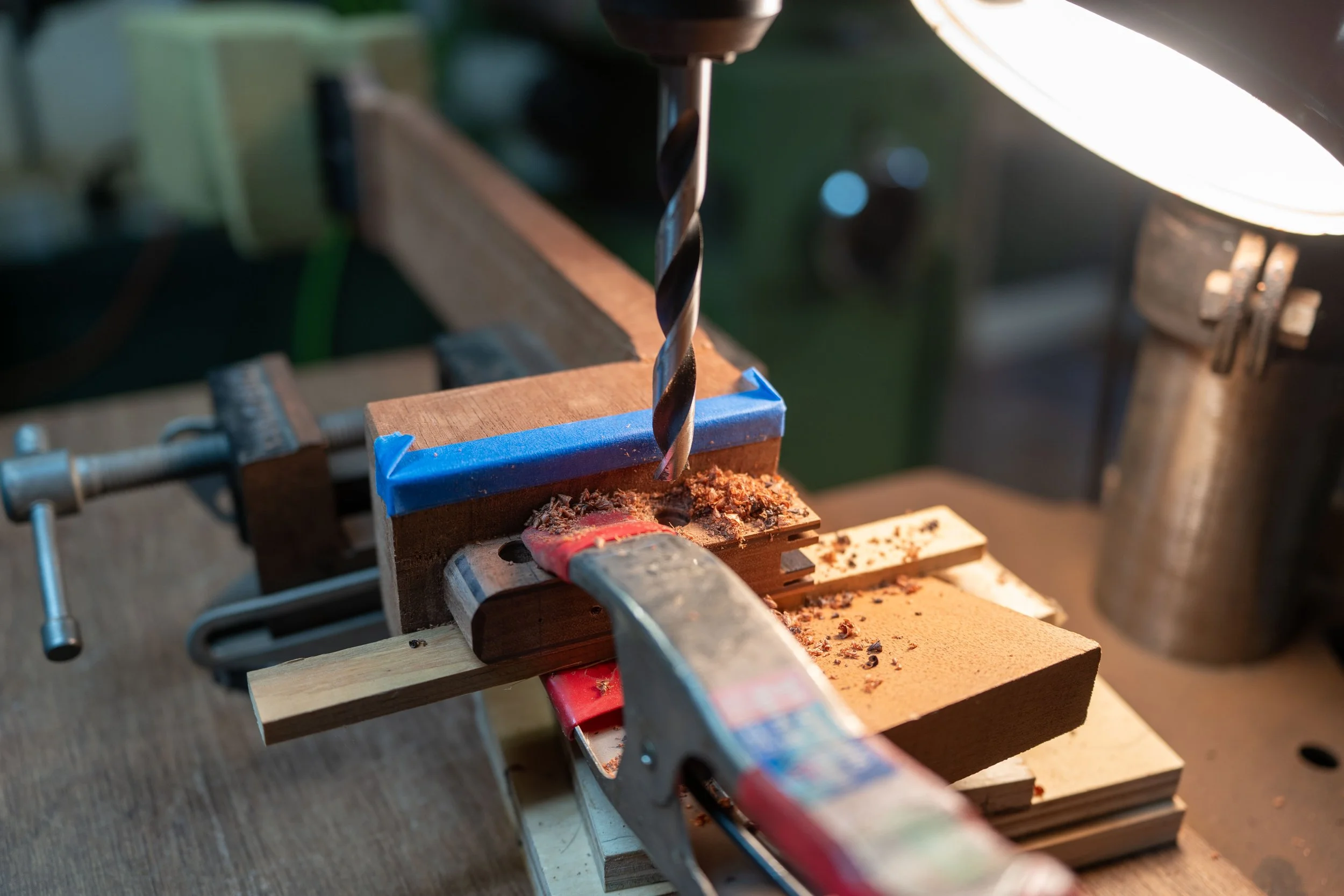 And drilling for the barrel nuts in the tenon. 