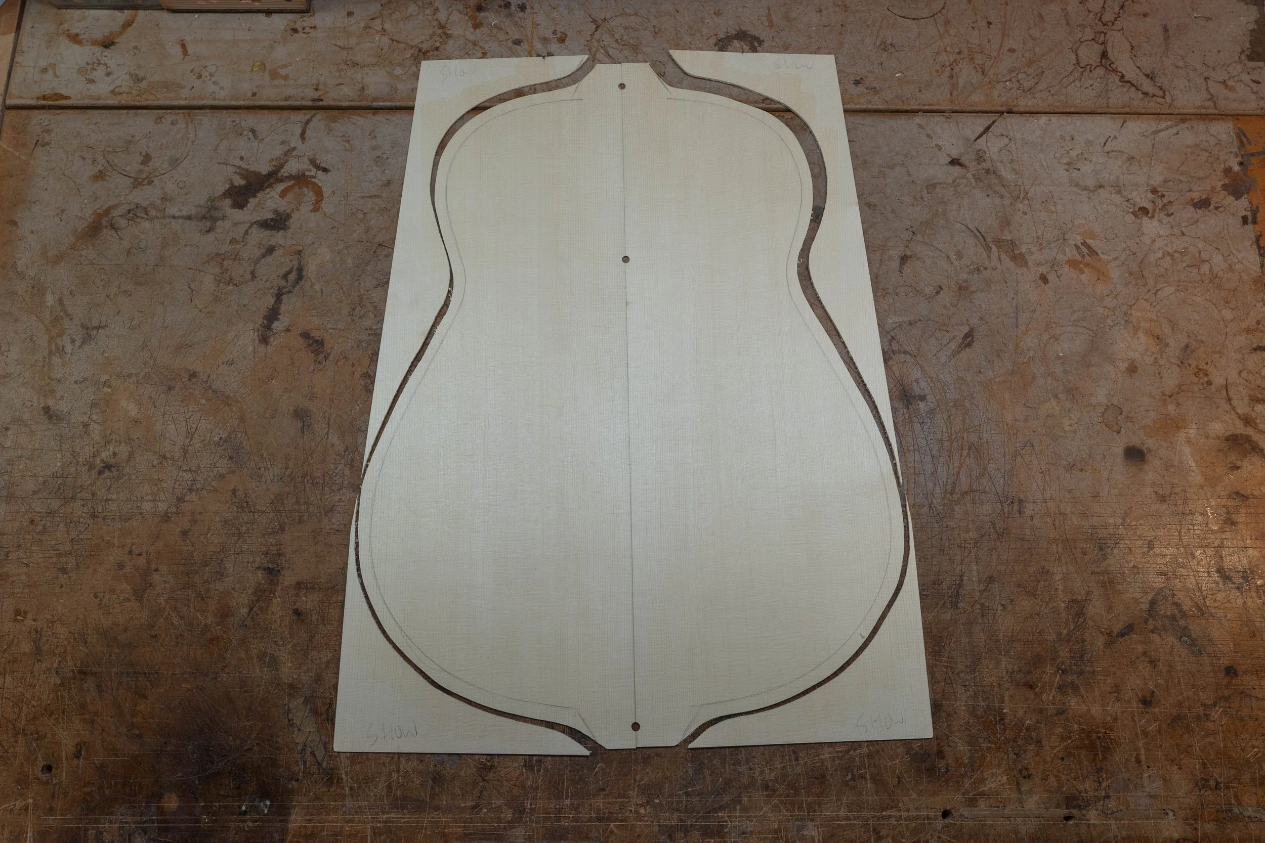 The top is thicknessed and cut out. 