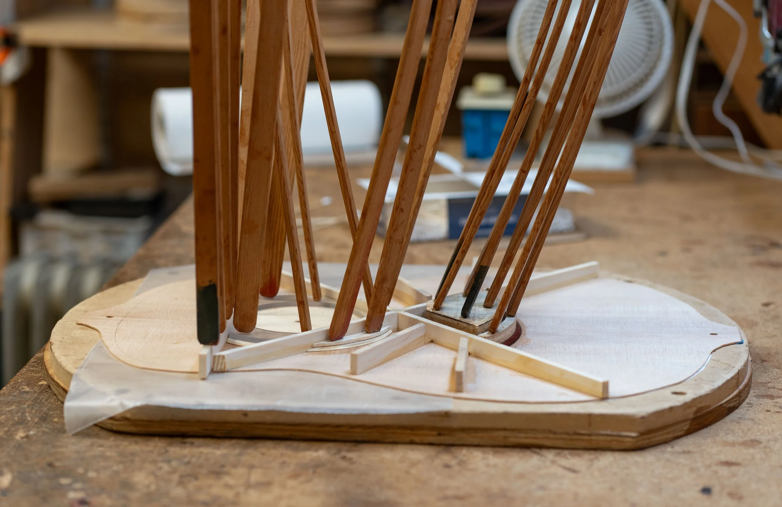 Glueing some braces onto the top. 