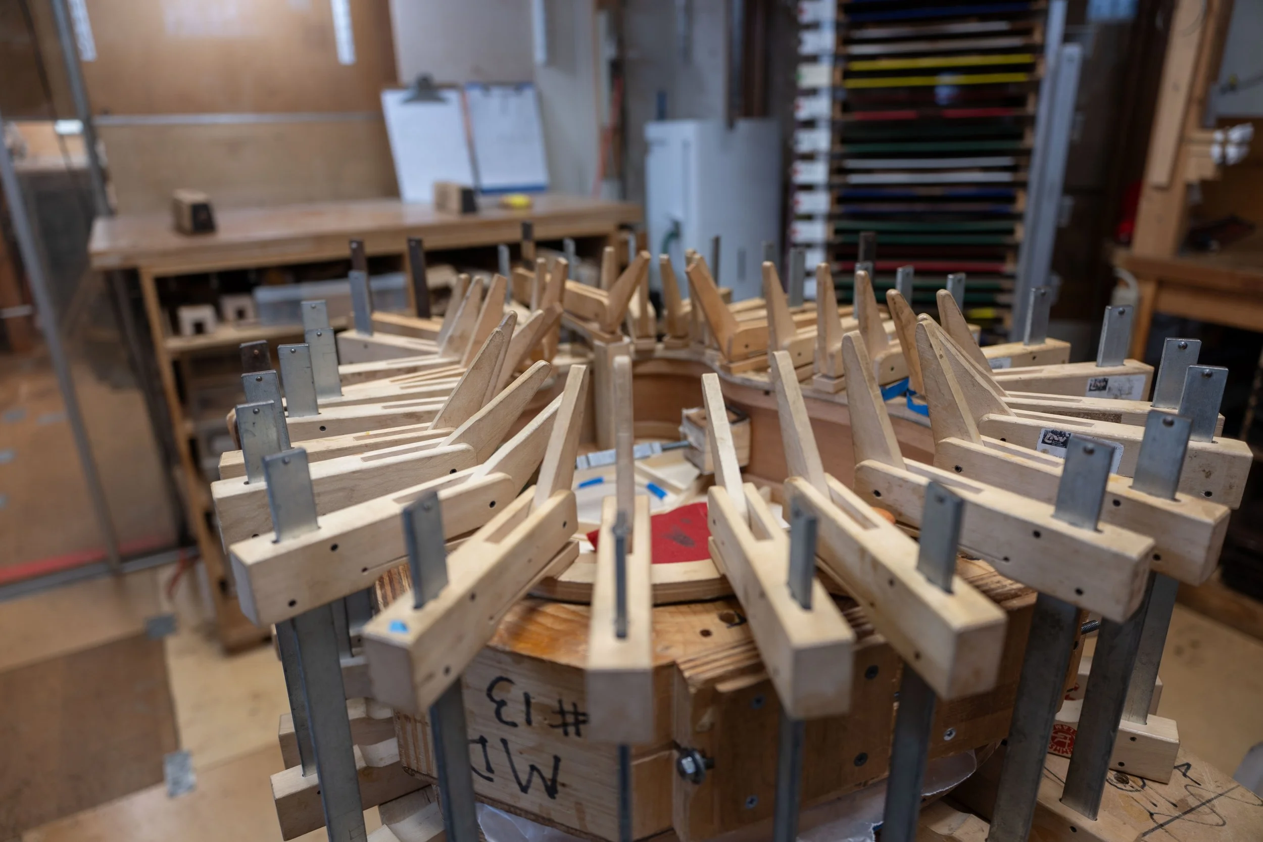 The rest of the top braces were added, and then I could glue on the top. 