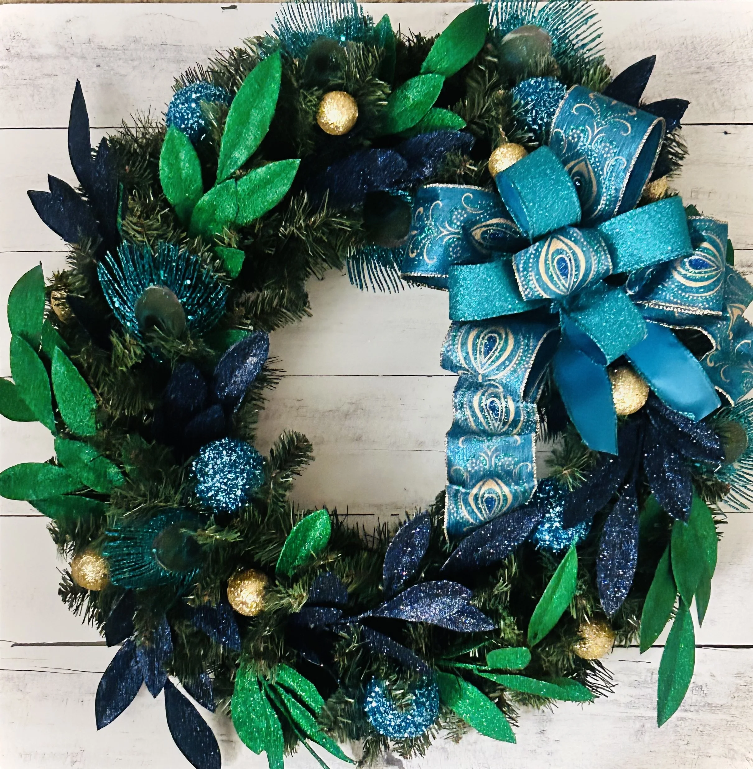Peacock Christmas Glow Wreath