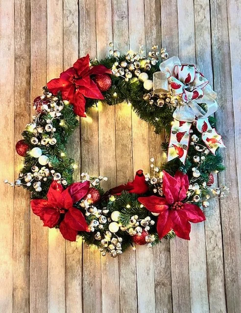 Woodland Cardinal Christmas Wreath