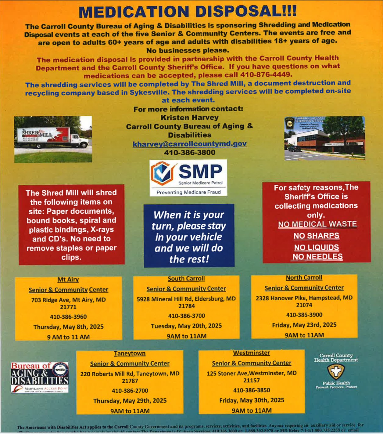 FREE DRIVE-THRU SHREDDING & MEDICATION DISPOSAL!