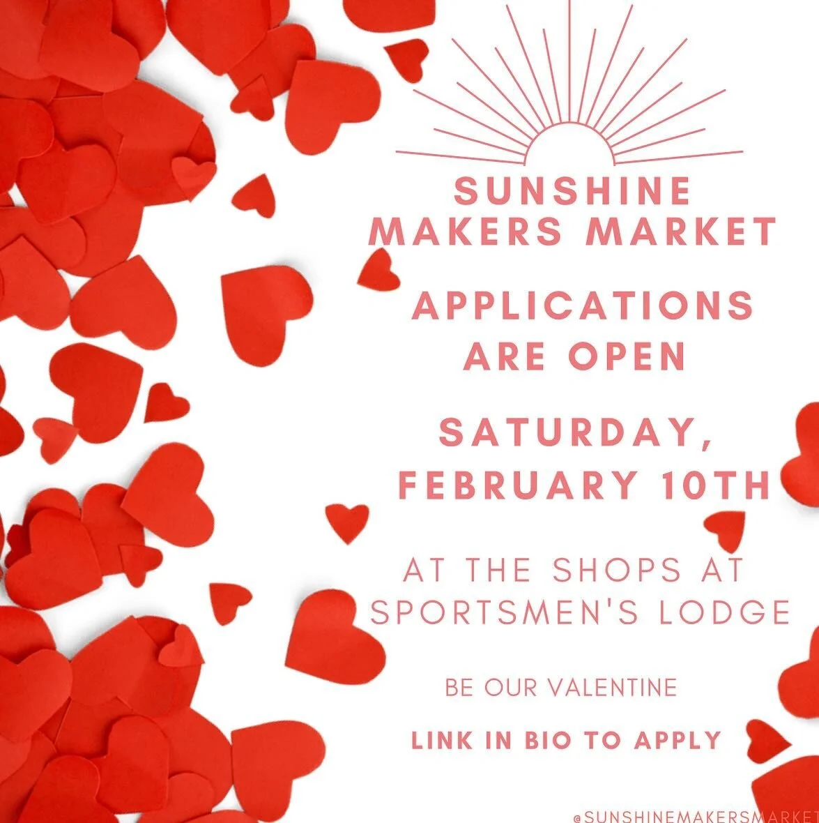 ❣️Apply to pop up with us Feb 10th @shopsatsportsmenslodge ❣️
Link in bio to apply 🎉
It’s not to be missed!
XO SUNSHINE ☀️ 
#sunshine #sunshinemakersmarket #sportsmenslodge #makersgonnamake #losangeles #studiocity