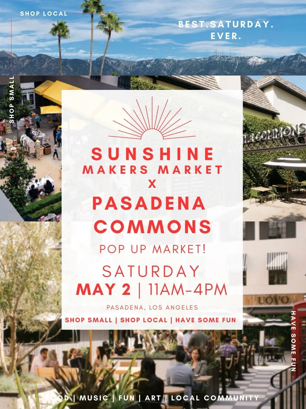 ☀️This Saturday, May 2nd, join us at Pasadena&rsquo;s delightful @pasadenacommons for a beautiful day of shopping small, shopping local and having some fun this spring!

From 11am-4pm we&rsquo;ll be joined by another outstanding line up of the best c