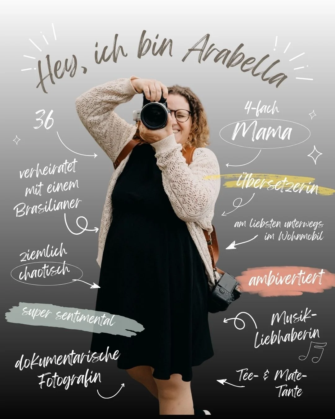 Hey! Wie sch&ouml;n, dass du hier bist. Ich bin Arabella und wohne mit meinem Mann &amp; unseren vier Kindern in der N&auml;he der sch&ouml;nsten Barockstadt der Schweiz (Solothurn). Ich liebe die echten, ehrlichen und ungeschminkten Momente im Leben