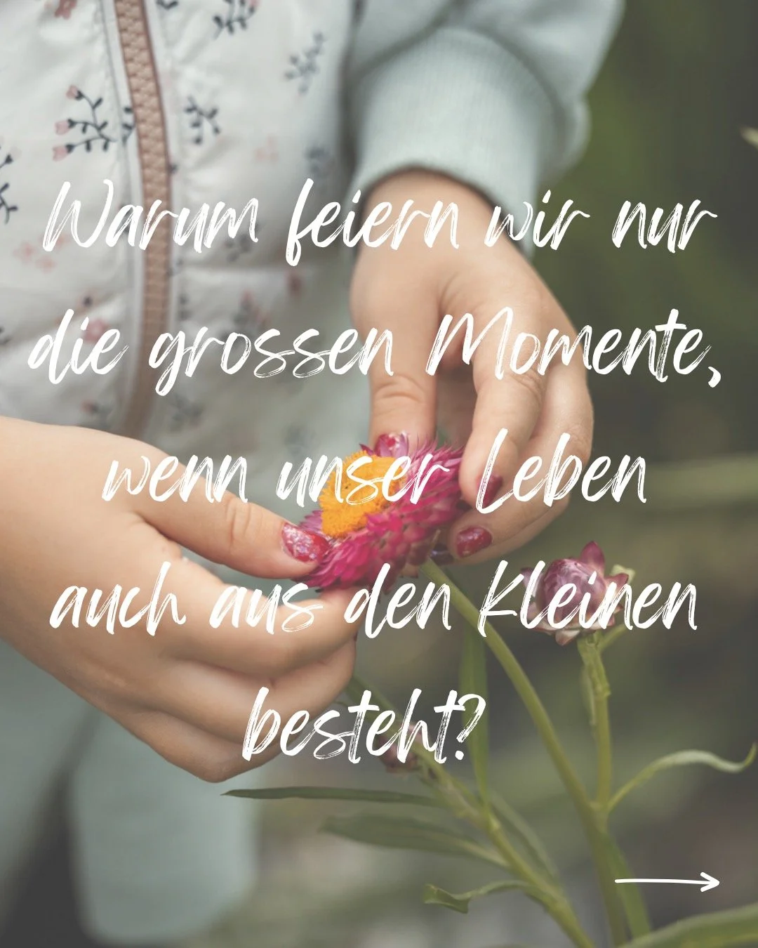 Nat&uuml;rlich wollen wir uns sp&auml;ter einmal an die grossen Momente im Leben erinnern.
Hochzeiten, Geburten, der erste Schultag, Urlaube&hellip; sie alle verdienen es, festgehalten zu werden.

Aber was ist mit den leisen, unscheinbaren, ja fast s