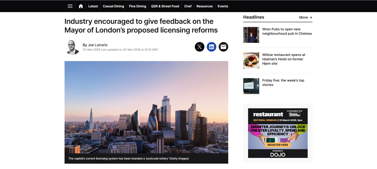 The Mayor of London’s Proposed Licensing Changes 