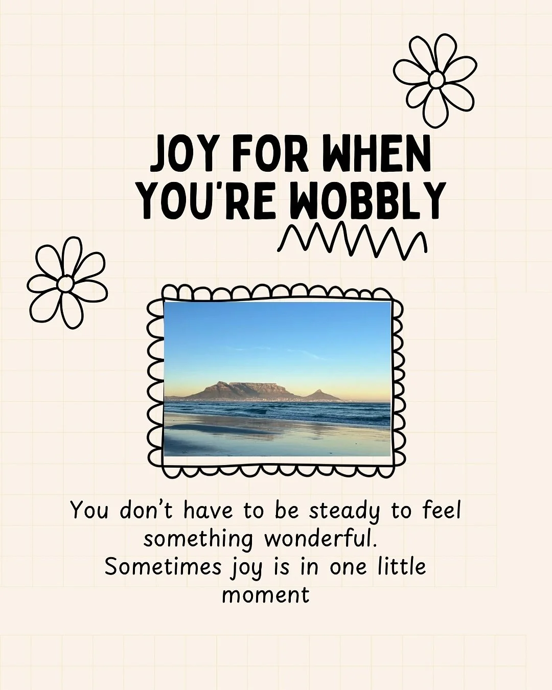 Asking ourselves - what would feel a little bit good right now?
A little breath. A long sigh. π¬οΈ
You can understand why you’re wobbly, you can accept the feeling as it is, and you’re also allowed to invite a moment of joy into it.
Dr