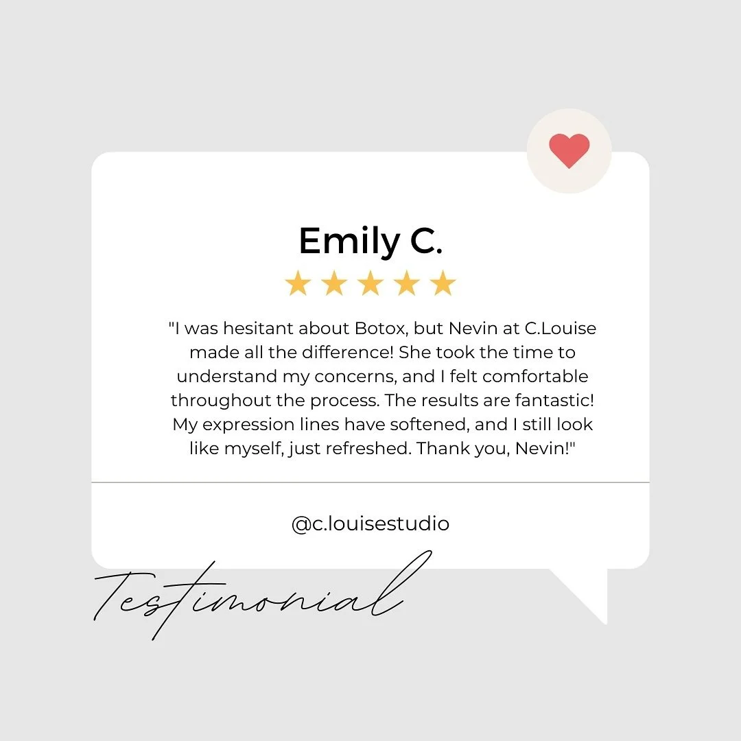 Client Testimonial: Emily

Emily had an amazing experience at C.Louise! She felt comfortable and well-informed about her Botox treatment, and now she&rsquo;s thrilled with her results!

We love seeing our clients leave feeling their best.

Interested