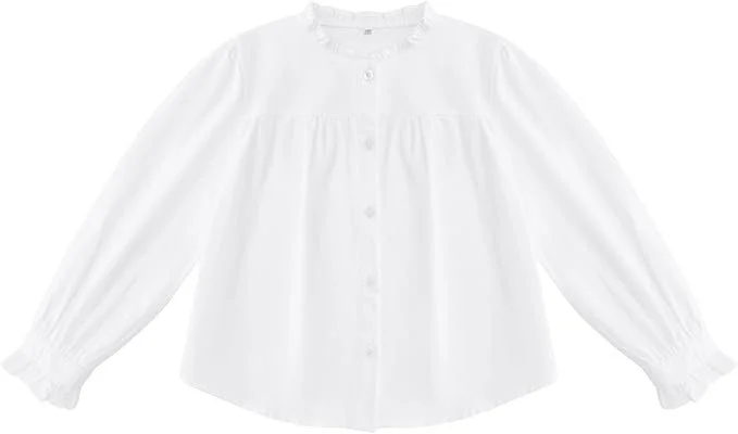 Kukume Girls Blouse, Long Sleeve, Button-Up Front, 100% cotton.jpg