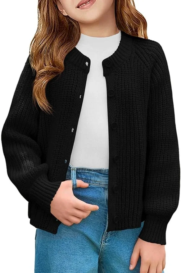 Haloumoning Girls Cardigan Sweater, button-front - color black.jpg