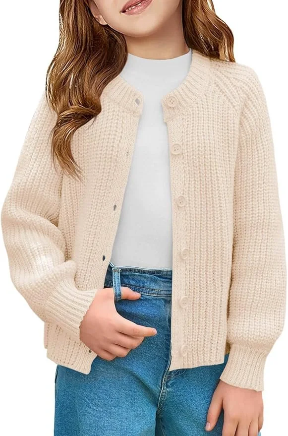 Haloumoning Girls Cardigan Sweater, button-front - color apricot.jpg