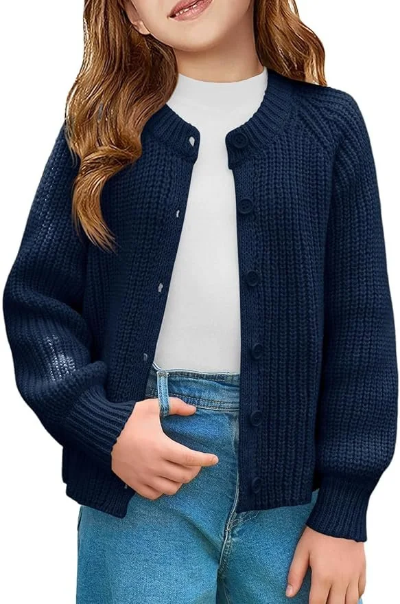 Haloumoning Girls Cardigan Sweater, button-front - color navy.jpg