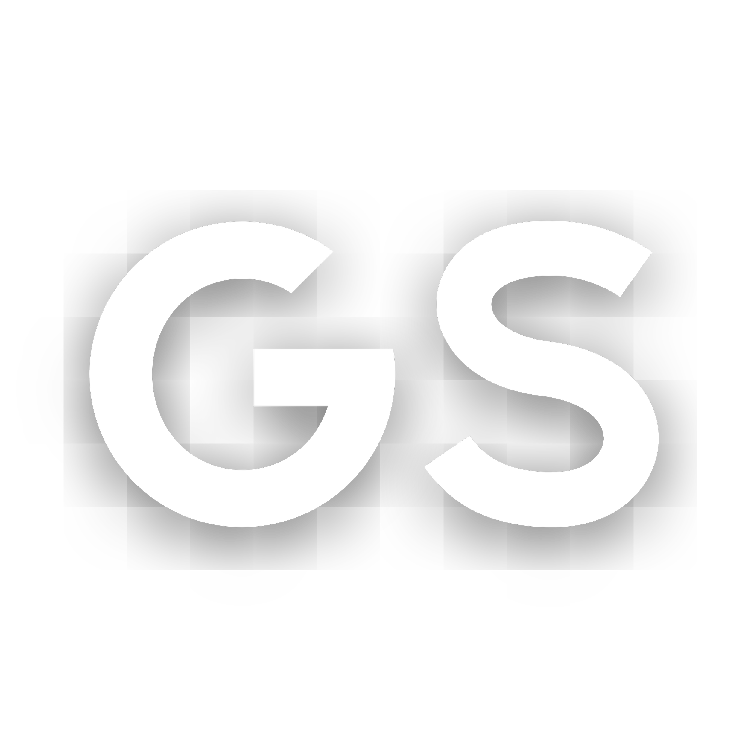 Logo blanc 'GS' sur fond noir.