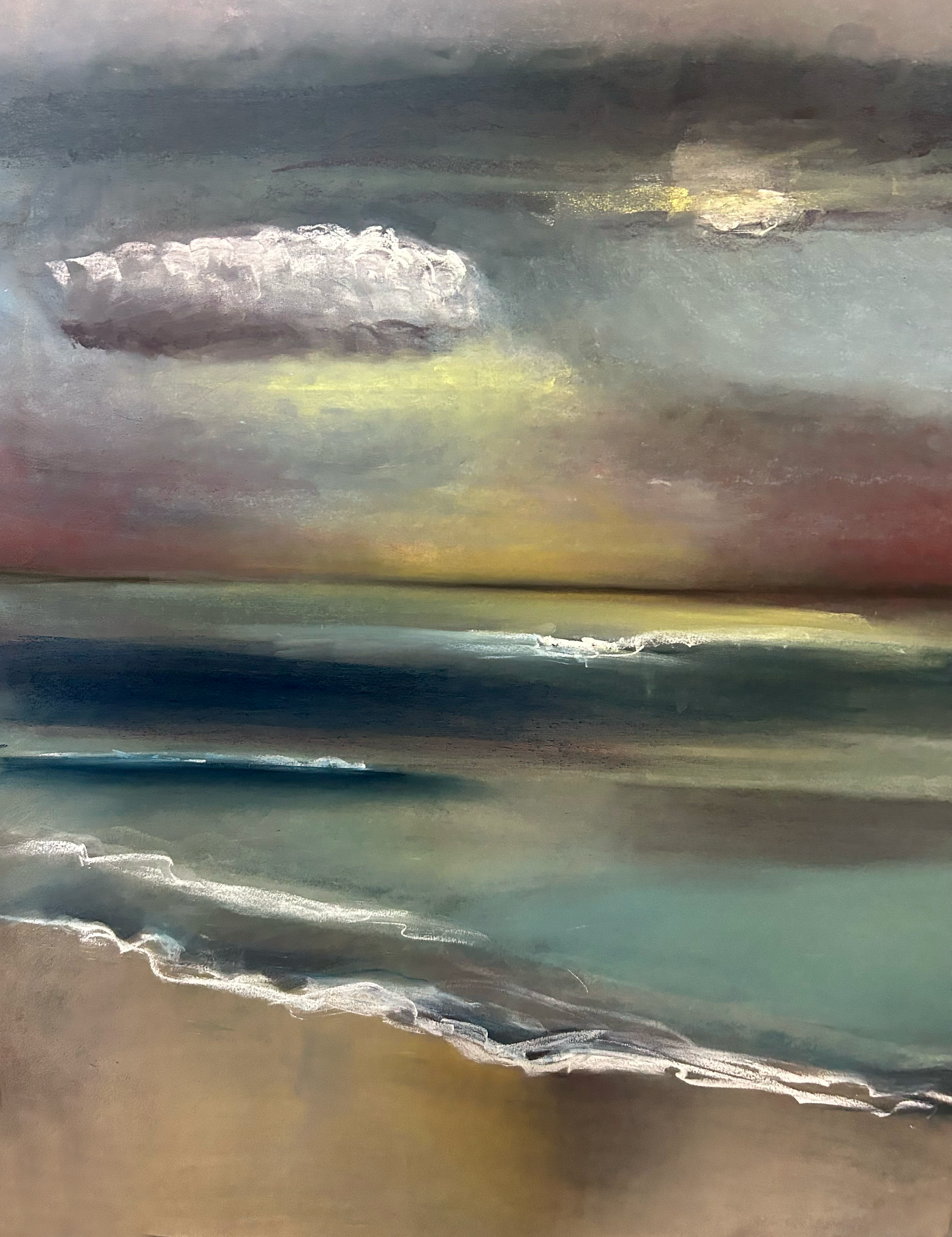 "NIGHT TIDES" PASTEL ON TEXTURED PAPER - 52"H X37"W (FRAMED) KATHARINE GOULD 2025