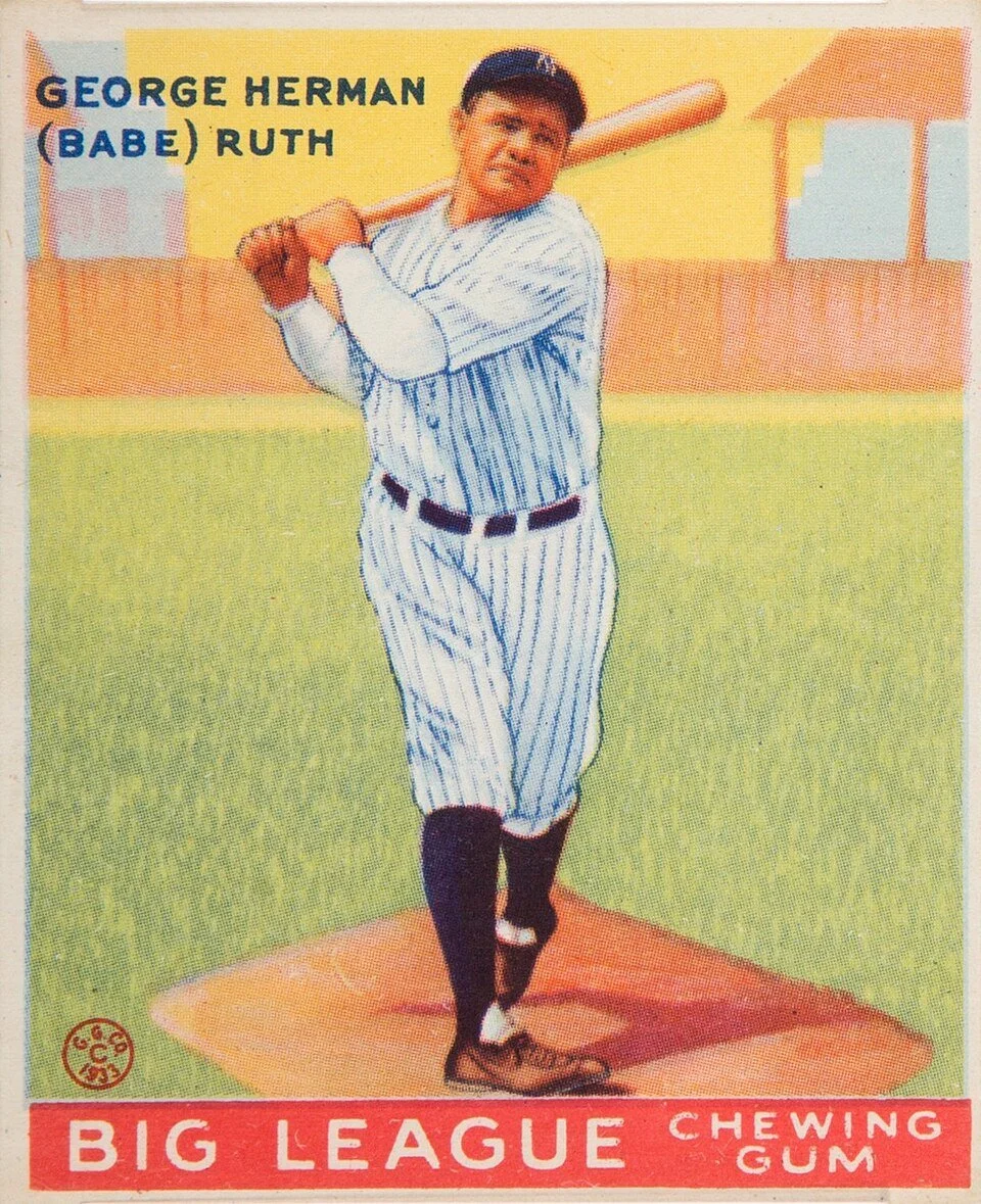 Goudey cards from the 1930s were some of the first major gum-issued baseball cards, known for their bright colors, larger size, and iconic stars like Babe Ruth